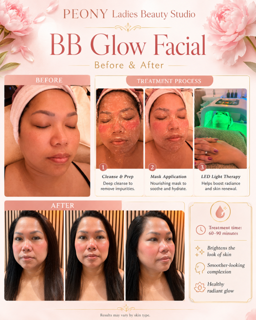 BB Glow facial before and after